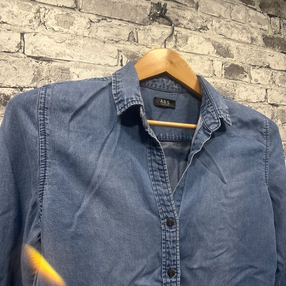 EUC A.B.S By Allen Schwaatz Cloth Stone Tencel Button Down Shirt Women's Size 6 - Picture 4 of 13